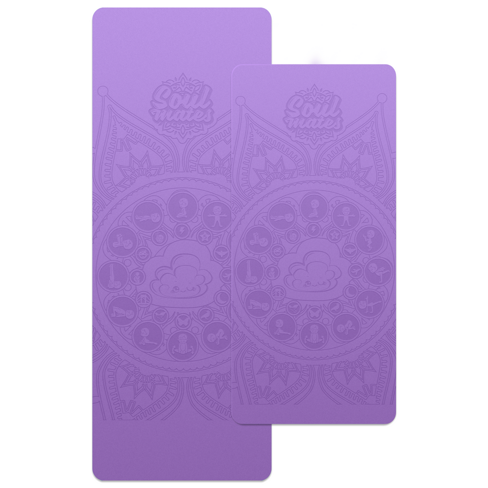 Mummy and Me Yoga Set - Cloud | Matching Purple Yoga Mats for Adults and Kids | Free Yoga Cards | Eco-Friendly | Non-Toxic