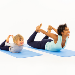 Mummy and Me Yoga Set - Wave | Matching Blue Yoga Mats for Adults and Kids | Free Yoga Cards | Eco-Friendly | Non-Toxic