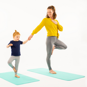 Mummy and Me Yoga Set - Earth | Matching Turquoise Yoga Mats for Adults and Kids | Free Yoga Cards | Eco-Friendly | Non-Toxic