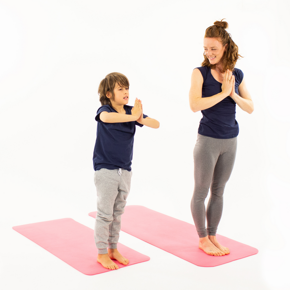 
                
                    Load image into Gallery viewer, Mummy and Me Yoga Set - Sun &amp;amp; Moon | Matching Pink Yoga Mats for Adults and Kids | Free Yoga Cards | Eco-Friendly | Non-Toxic
                
            