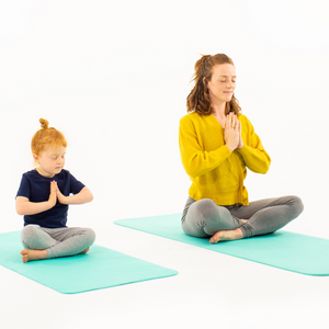Mummy and Me Yoga Set - Earth  Matching Turquoise Yoga Mats for Adult