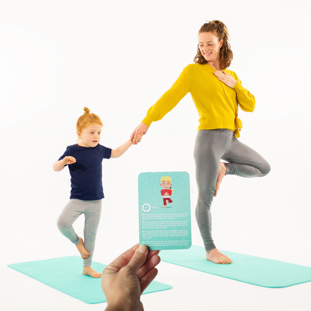 Mummy and Me Yoga Set Earth Matching Turquoise Yoga Mats for Adults and Kids Free Yoga Cards Eco Friendly Non Toxic